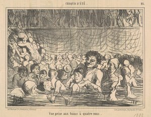 Kilátás a négyes fürdőnél alkotó: Honoré Daumier