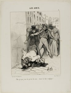 "- De én mondom neked, ők barátok.... ők csak kifejezik magukat egymásnak", 9. tábla a Les Amis-ból. alkotó: Honoré Victorin Daumier