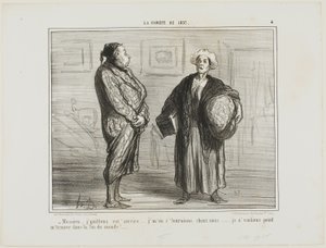 "- Monsieur, kilépek a szolgálatából, hazamegyek... Nem akarok itt lenni, amikor a világ véget ér." 4. tábla a La Cométe De 1857-ből. alkotó: Honoré Victorin Daumier