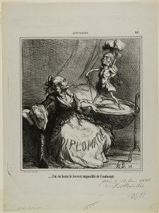"- Bármennyire is ringatom, nem lehet elaltatni", 105-ös tányér az Actualitésből. alkotó: Honoré Victorin Daumier