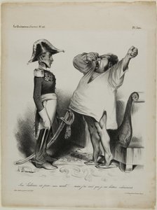 "- Uram! Lisszabont elfoglalták. - Aaaah!!.... és én azt álmodtam, hogy bátran harcoltam!" 304. tányér. alkotó: Honoré Victorin Daumier