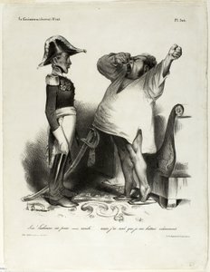 "- Uram! Lisszabont elfoglalták. - Aaaah!!.... és én azt álmodtam, hogy bátran harcoltam!" 304. tányér. alkotó: Honoré Victorin Daumier