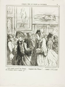 "- Idén még több Vénusz... mindig Vénuszok!... mintha lennének ilyen testalkatú nők!", 2. tábla a Croquis Pris Au Salon par Daumier-ból. alkotó: Honoré Victorin Daumier