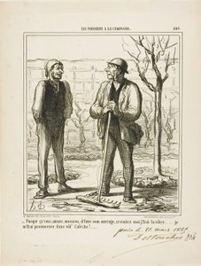 "- Úgy tűnik, élvezed a munkámat. Cserébe felajánlhatom, hogy elvégzem a munkádat: "249-es tábla a Les Parisiens A La Campagne című filmből. alkotó: Honoré Victorin Daumier