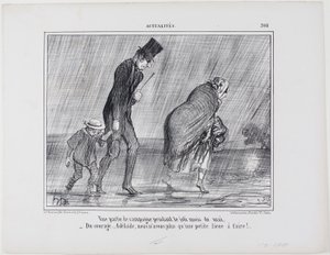 Vidéki kirándulás a gyönyörű májusban. "- Bátorság... Adelaïde ez csak egy újabb liga," 308-as tányér az Actualitésből. alkotó: Honoré Victorin Daumier