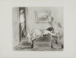 Egy buzgó diák gyakorol otthon, 6. lemez a Les Baigneuses-ból alkotó: Honoré Victorin Daumier