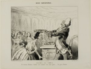 Nők Akadémiája. Egy új Richelieu, aki egy új, másfajta Akadémiát alapít.... a női nemből, 33. tábla a Revue Caricatureale-ból. alkotó: Honoré Victorin Daumier