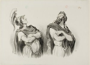 Akhilleusz és Agamemnón. Akhilleusz: "És mit érdekel engem a ti Trójátok!", első lemez a Physionomies Tragiques-ból. alkotó: Honoré Victorin Daumier
