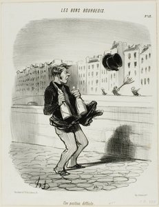 Egy kellemetlen helyzet, 52. tányér a Les Bons Bourgeois-ból alkotó: Honoré Victorin Daumier