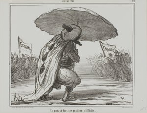 Nehéz helyzetben egy esernyő, 119. tányér az Actualités-ból alkotó: Honoré Victorin Daumier