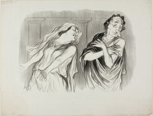 Andromaché. "- Családunk sorsa a könyörtelen halál volt, férjemet lélegzete végéig kínozták", 6. tábla a Physionomies Tragiques-ból. alkotó: Honoré Victorin Daumier