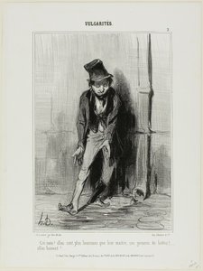 "A fenébe! Boldogabbak, mint a gazdájuk.... ezek a csizmás szukák... isznak!", 2. tányér a Vulgaritésből. alkotó: Honoré Victorin Daumier