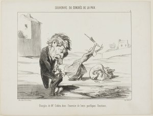 Cobden úr követői, békés funkciójukat gyakorolva, 5. tábla a Souvenirs Du Congres De La Paix című kötetből. alkotó: Honoré Victorin Daumier
