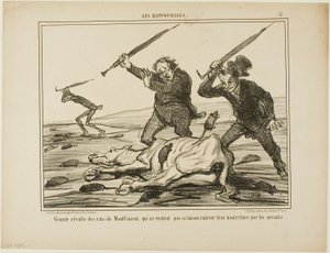 A montfauconi patkányok nagy lázadása, amelyek nem akarják, hogy a tudósok elvegyék a takarmányukat, 12. tábla a Les Hippophages-ból alkotó: Honoré Victorin Daumier