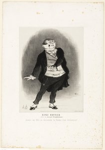 Henri Monnier. (Joseph Prudhomme szerepében) "- Soha nem engedem, hogy a lányom egy firkász felesége legyen!", 1. lemez a Les Artistes Contemporains (Odéon) című filmből. alkotó: Honoré Victorin Daumier