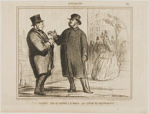 Furcsa: semmi sem emelkedik a tőzsdén, még a gesztenyefák sem!, 520-as tányér az Actualitésből alkotó: Honoré Victorin Daumier