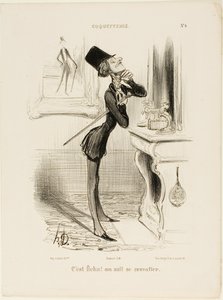 "Ó, a fenébe! Úgy tűnik, nem tudok csomót kötni!" 4. tányér a Coquetterie-től alkotó: Honoré Victorin Daumier