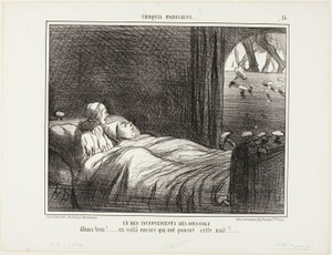 Az alagsorban élés egyik hátránya. "Nézd, itt van még néhány, ami tegnap este nőtt...", 15. tányér a Croquis Parisiens-ból.