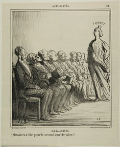 Pótturnusú választások. "- Meghív-e egy második keringőre", 114-es tányér az Actualitésből. alkotó: Honoré Victorin Daumier