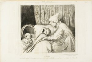 Hallásérzék. "- Ébresztő Nini!.... Már több mint egy órája hívom, és mindig azt válaszolja: igen Adolphe. De sem a gyerek neve, sem az enyém nem Adolphe!" 41. tábla a Types Parisiensből. alkotó: Honoré Victorin Daumier