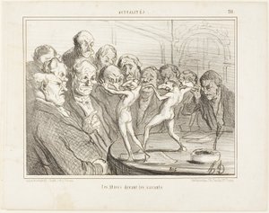 Az aztékok a tudósok előtt, 211. tábla az Actualitésből alkotó: Honoré Victorin Daumier