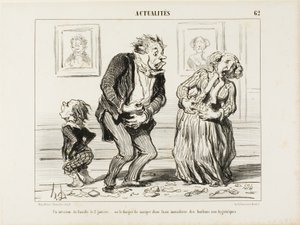 Egy család belseje január 2-án - avagy a mértéktelenül nem higiénikus édességek fogyasztásának veszélye, 62. tányér az Actualitésből alkotó: Honoré Victorin Daumier