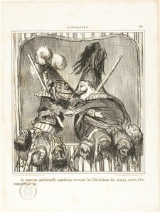 Az új nápolyi bohóc. A DEVIL gratulációját fogadva, ahelyett, hogy elragadta volna, 229. tábla az Actualitésből alkotó: Honoré Victorin Daumier