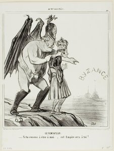 A csábító. "- Ha beleegyezel, hogy hozzám tartozz... ez a birodalom a tiéd lesz." 40. tábla az Actualitésből. alkotó: Honoré Victorin Daumier
