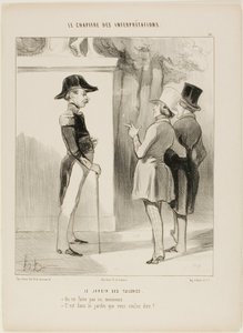 A Tuileriák kertjei. "- Itt tilos a dohányzás, uram! - Úgy érti, a kertben", 10. tábla a Le Chapitre Des Interprétations-ból. alkotó: Honoré Victorin Daumier