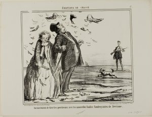 A hátránya annak, hogy a Devisme új robbanó golyóival fiatal foglyokra lövöldözünk, 17. tábla az Émotions De Chasse-ból alkotó: Honoré Victorin Daumier