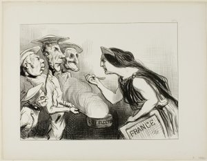 Túl sok szakács elrontja a levest. "- Ennek tényleg olyan íze van, mint a rossz főzésnek," 142-es tányér az Actualitésből. alkotó: Honoré Victorin Daumier