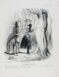 Ifjúkori emlékek. "- Látod, a leveleinket még nem törölték ki... ó, Szofi, itt nyertem el a szívedet. - Fogd be a szádat, Théophile...., ha valaki meghallana minket!", 49. tábla a Házaséletből. alkotó: Honoré Victorin Daumier
