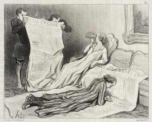 Előfizetők, akik megkapják újságjukat... alkotó: Honoré Daumier