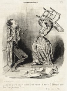Ó, azt mondod, hogy az éjszakát az irodádban töltöd!... alkotó: Honoré Daumier