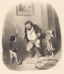 Ugyan már, apa… még… harminckét köröt…! alkotó: Honoré Daumier