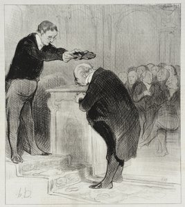 Jöjjön közelebb, Gérenflot úr... jöjjön, és vegye át a koronát... alkotó: Honoré Daumier