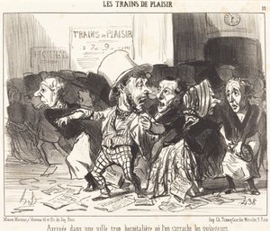 Érkezés egy túlságosan vendégszerető városba... alkotó: Honoré Daumier