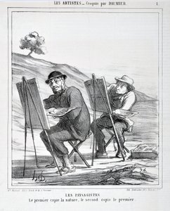 Honore Daumier (1808-1879) alkotásai. A Charivari 1865-ből származik: Serie LES ARTISTS Les paysagistes. „Az első a természetet, a második az elsőt másolja”” SZÉPSÉGMŰVÉSZETI MÚZEUM – PALAIS LONGCHAMP, MARSEILLE alkotó: Honoré Daumier