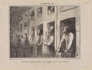 Az a látvány, amelyet Párizs utcái már minden este kezdenek ölteni (Az 1857-es üstökös, 7. lap) alkotó: Honoré Daumier
