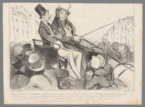 Bertrand és Robert-Macaire egy emberekkel körülvett hintóban alkotó: Honoré Daumier