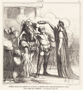 Empedoklész isteni kitüntetésben részesül... alkotó: Honoré Daumier