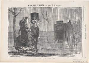Megint tele van… Szerintem ezt szándékosan csinálják!, a „Téli vázlatok” című műből alkotó: Honoré Daumier