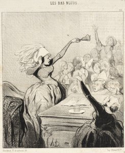 Az elnöknő torkaszakadtából kiált: „Hölgyeim!...” alkotó: Honoré Daumier
