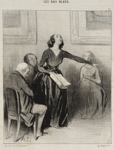 A kékszoknyás nő, aki a darabját szavalja alkotó: Honoré Daumier