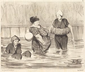 Az óvatos fürdőző nők alkotó: Honoré Daumier