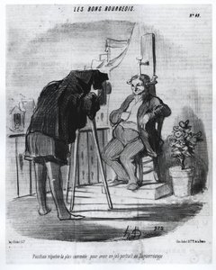 Les Bons Bourgeois – A legkényelmesebb hely egy szép portréhoz Daumier dagerrotípiájában, karikatúrájában – az 1847. július 24-i „” Charivari”-ban. alkotó: Honoré Daumier