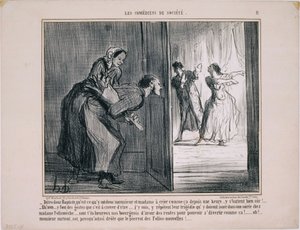 A Társulati Színészek: Mondd csak, Baptiste, mi a fene van velük… alkotó: Honoré Daumier