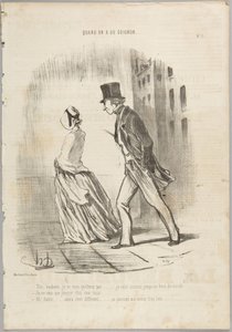 Nem, asszonyom, nem hagyom el..., a Le Charivari Amikor balszerencséje van az embernek című sorozatának 3. száma alkotó: Honoré Daumier
