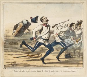 Visszavonulásunk a legnagyobb rendben zajlott le! (Osztrák közlemény), 75. szám a Jelenetek sorozatból, Ezek a derék osztrákok alkotó: Honoré Daumier