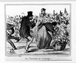Párizsi vázlatok: párizsiak aratás alatt - Daumier, „Charivari”-ban, 1857.02.10. alkotó: Honoré Daumier
